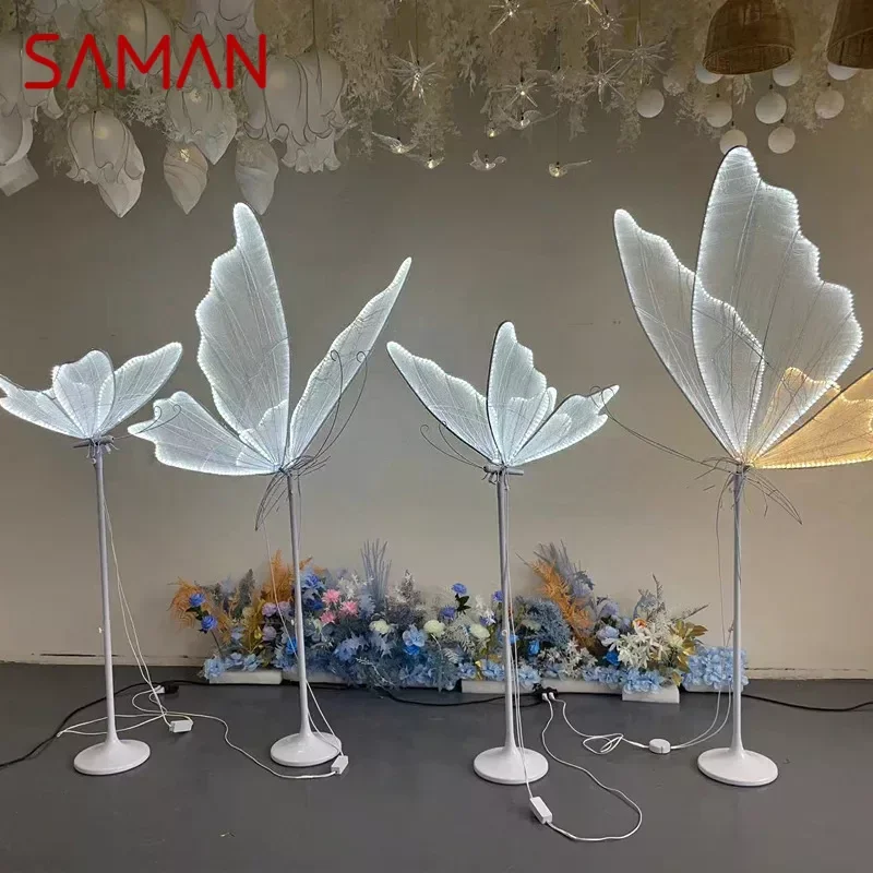 saman modern pendurado borboletas led floor lamp luz acrilica lampada permanente para casamento carga criativa na estrada iluminacao para passarela 01