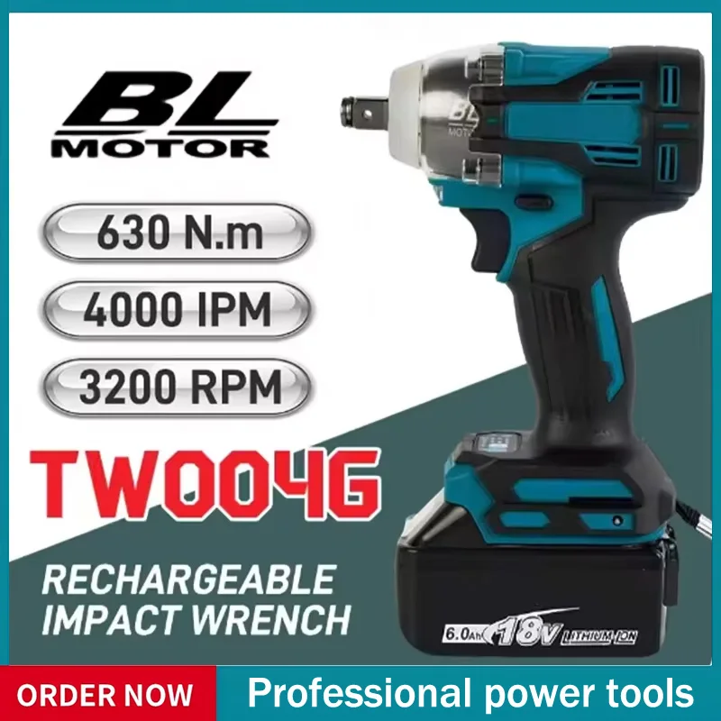 Fit makita tw004g 630n.m máquina de chave de fenda sem escova chave de fenda elétrica sem fio recarregável furadeira para bateria de 18v