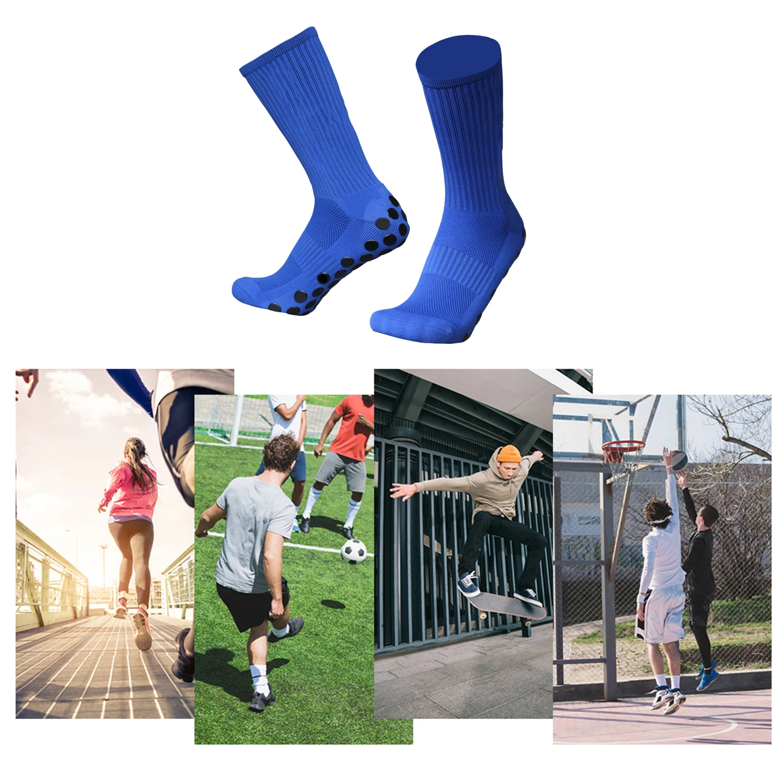 calzini da corsa Lixada Calzini da corsa per sport all'aria aperta Calzini elasticizzati Calzini da calcio atletici Calzini antiscivolo con calzini con impugnature