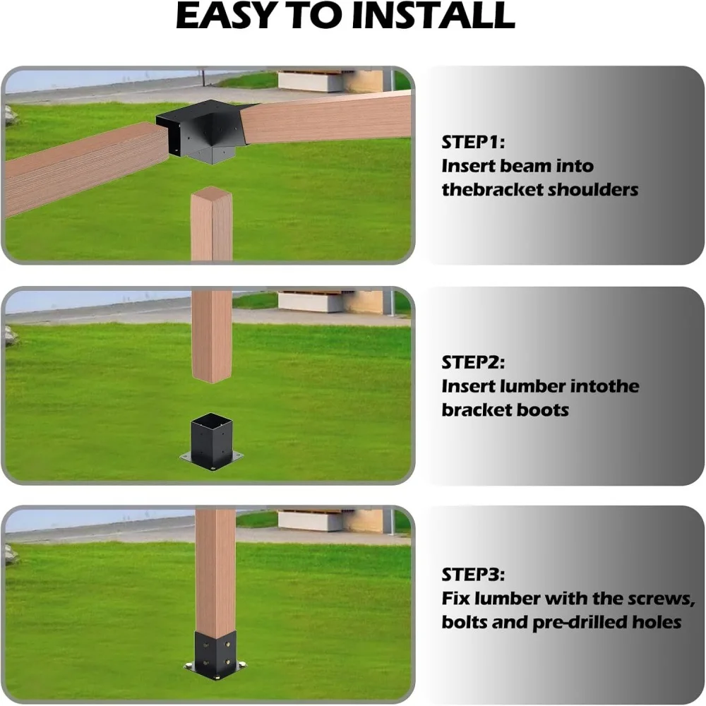 Heavy 15° Slanted Roof Pergola Bracket Kit For 90*90mm Square Timber