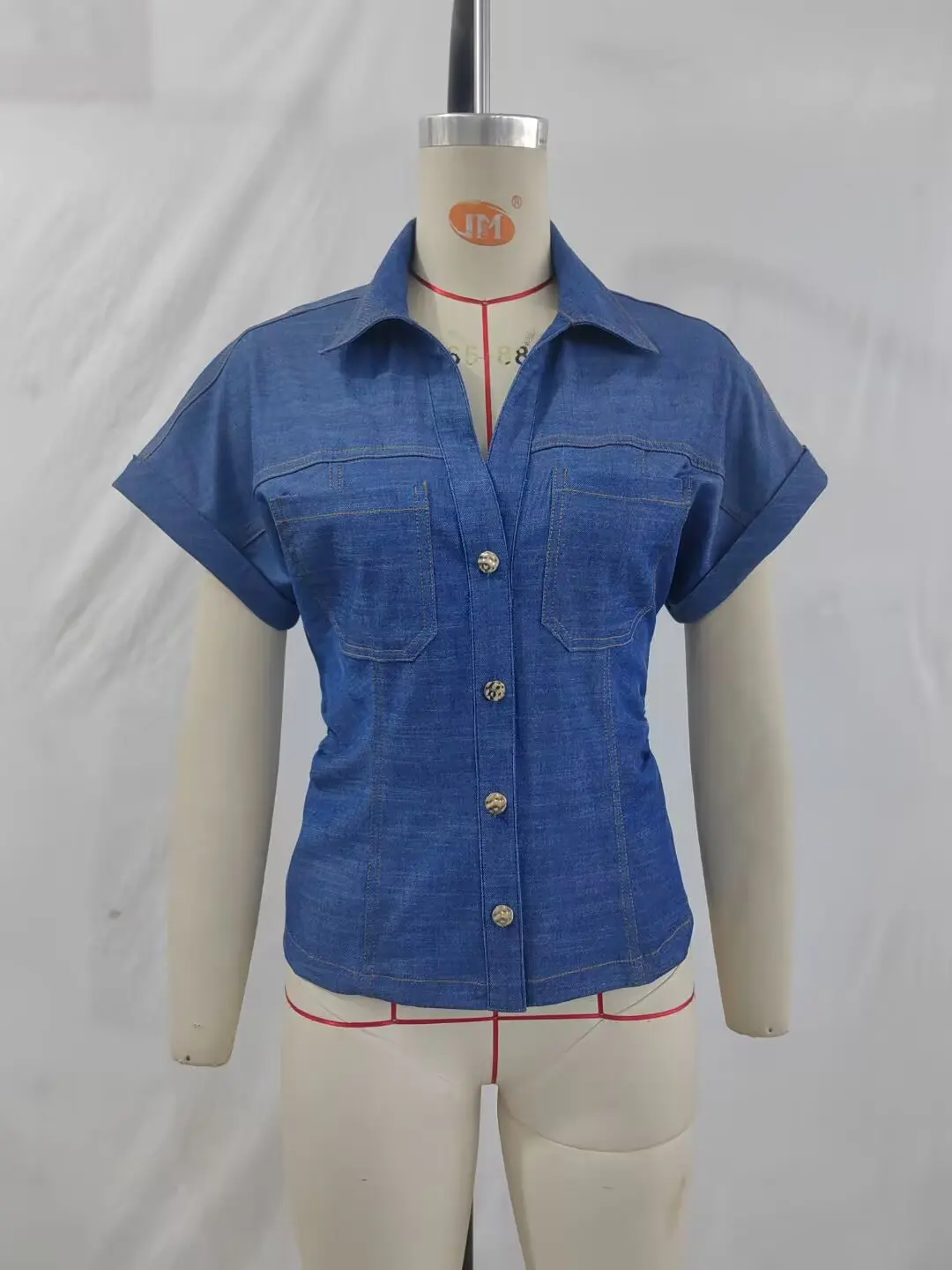 

WOMAN 2026 summer new fashionable casual V-neck short sleeved pleated waist shirt retro chic women's top Blouses Mujer