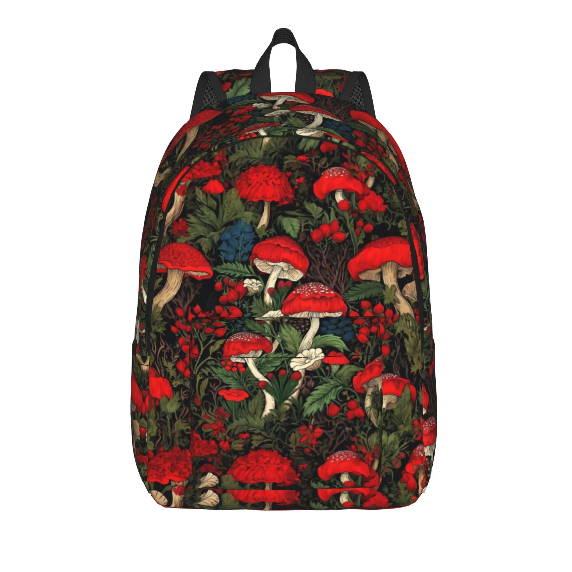 Retro Forest Red Mushroom Print Backpack  Travel Backpacks Female Aesthetic High School Bags Design Breathable Rucksack