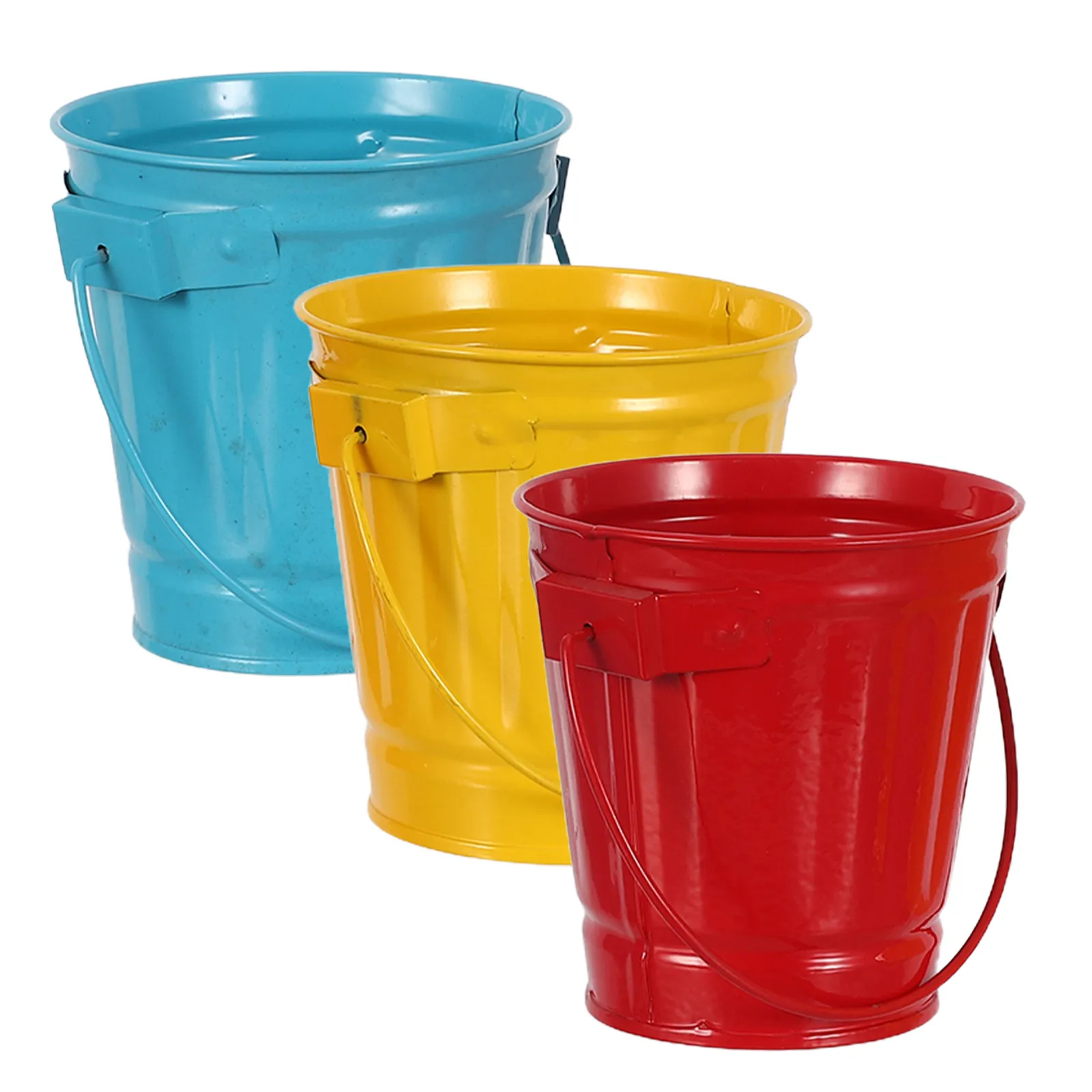 

3Pcs Iron Desktop Trash Can Mini Wastebasket Portable Handle Cute Countertop Garbage Bin Pencil Makeup Brush Holder Office Table