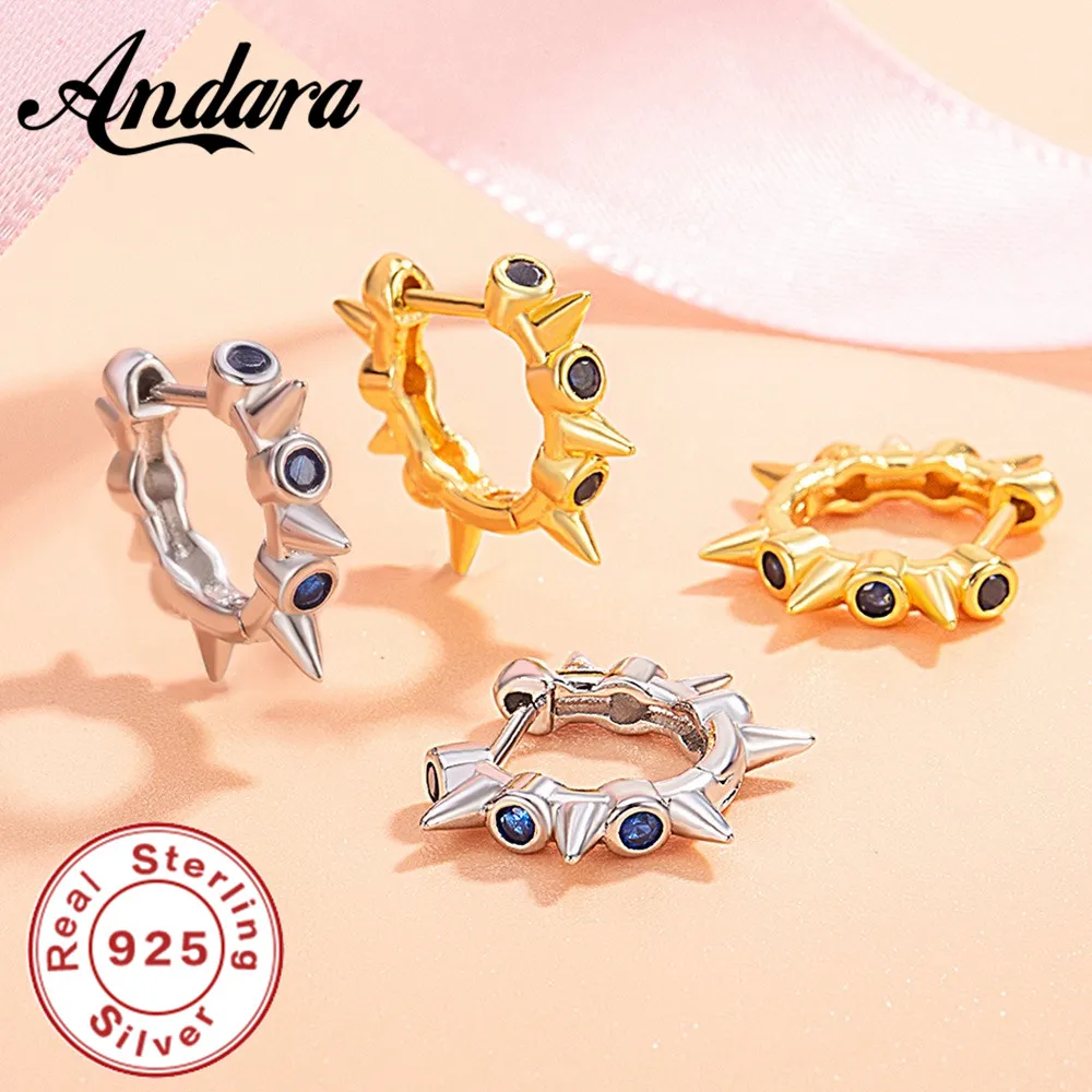 

925 Sterling Silver Earrings Personality Punk Street Style Rivet Zircon Earrings Men'S And Women'S Jewelry