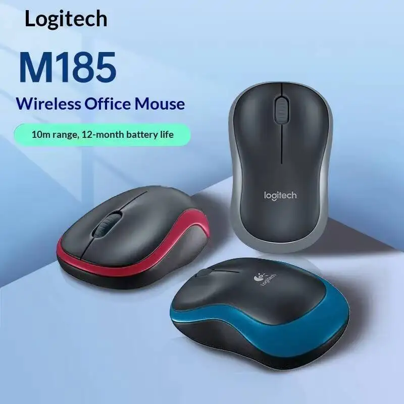 Logitech M185 Mouse-DailyOffice Symmetric Design 10m Range 12-Month Battery Nano Receiver Multi-System Tool