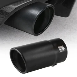 Universal Car 70mm inlet 76mm outlet Car Exhaust Tail Muffler Tip Stainless Steel Silver Black Exhaust Tips Pipes