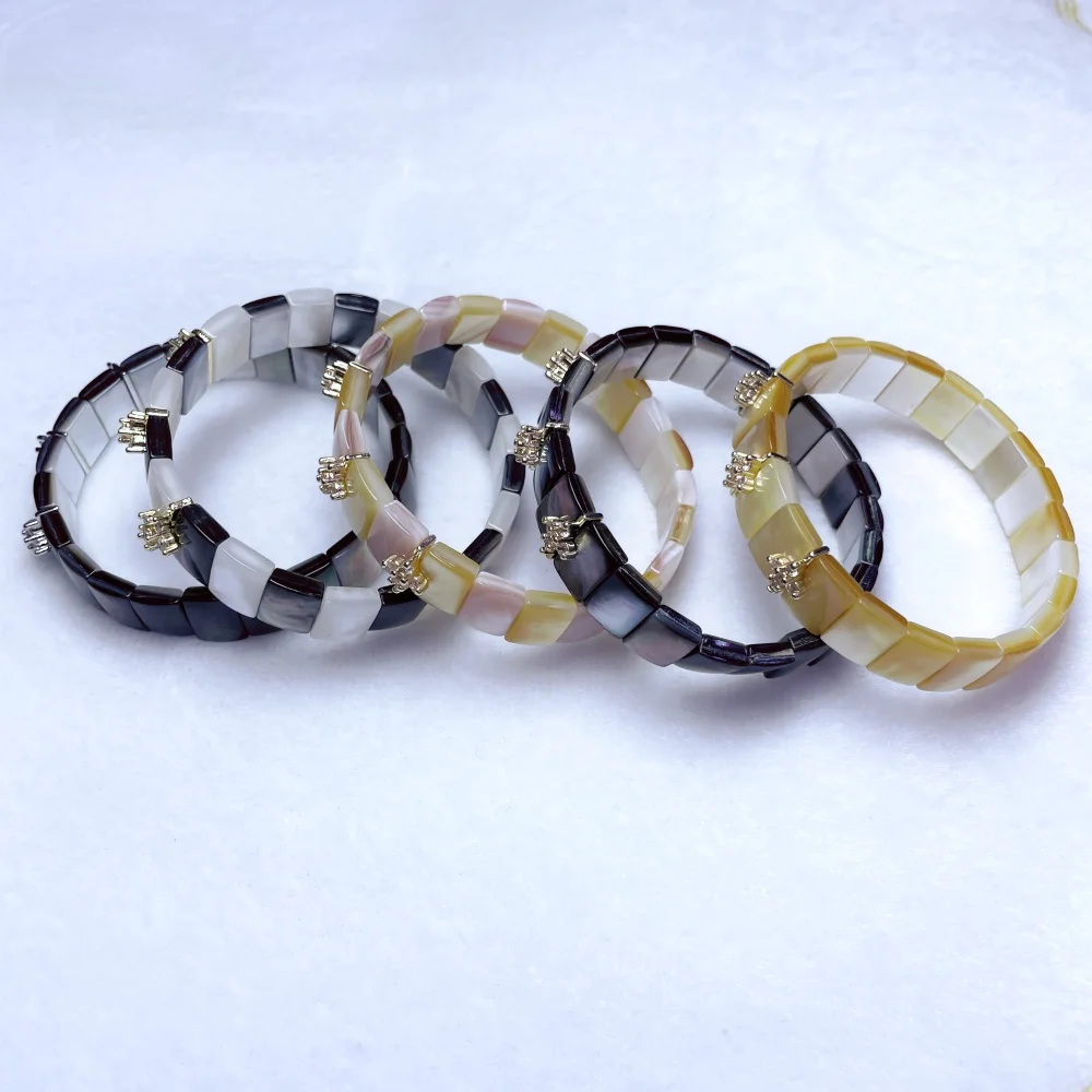 Natural 8x11mm shell black butterfly shell rectangular bracelet with inlay accessories, fashionable design, pendant bracelet