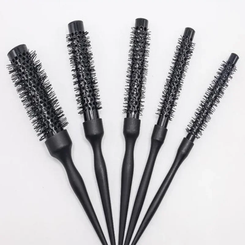 빗 Hair Comb Professional Black Round Hair Comb Hairdressing Curling Hair Brushes Nylon Tube Round Comb Salon Styling Tools