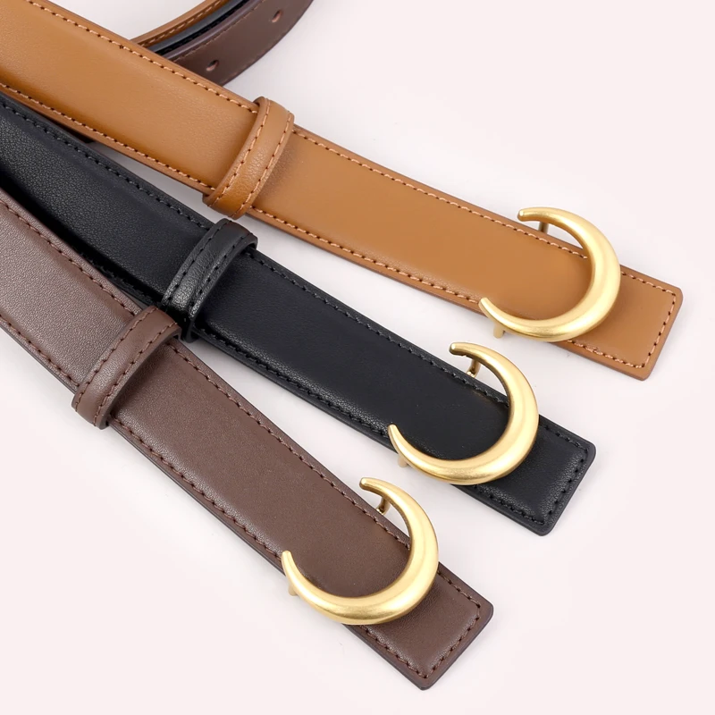 

crescent buckle belt for women casual design for dress skirt