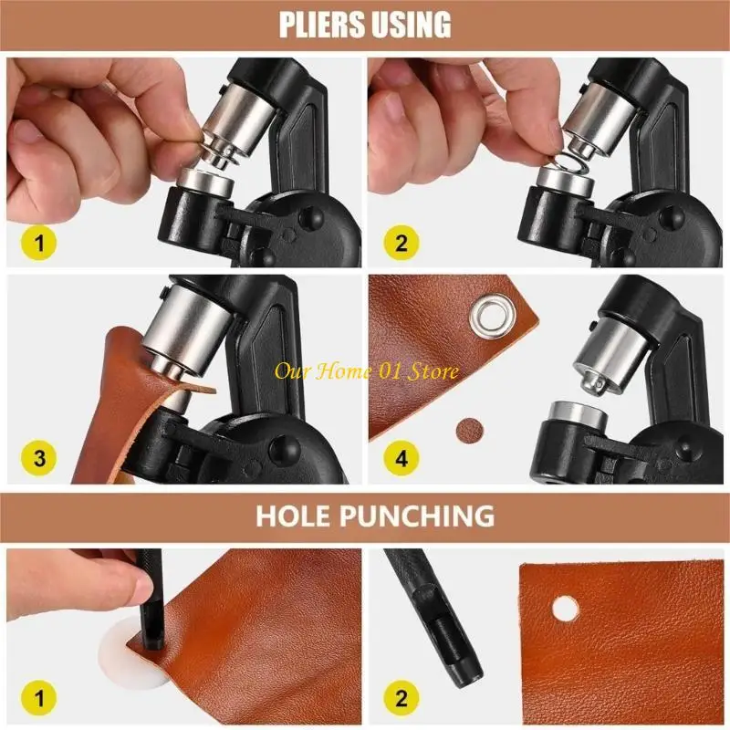 

M4YC GROMMET набор инструментов портативные портативные отверстия Punge Pliers Grommet Комплект