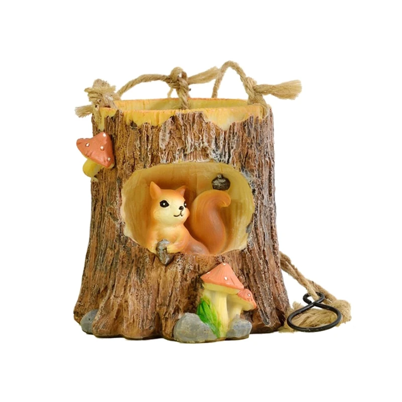 

Cartoon Hanging Basket Flower Pot Squirrel Swing Hanging Basket Animal Nest Decorate Succulent Planter Pot Hanging Pots 10X10cm