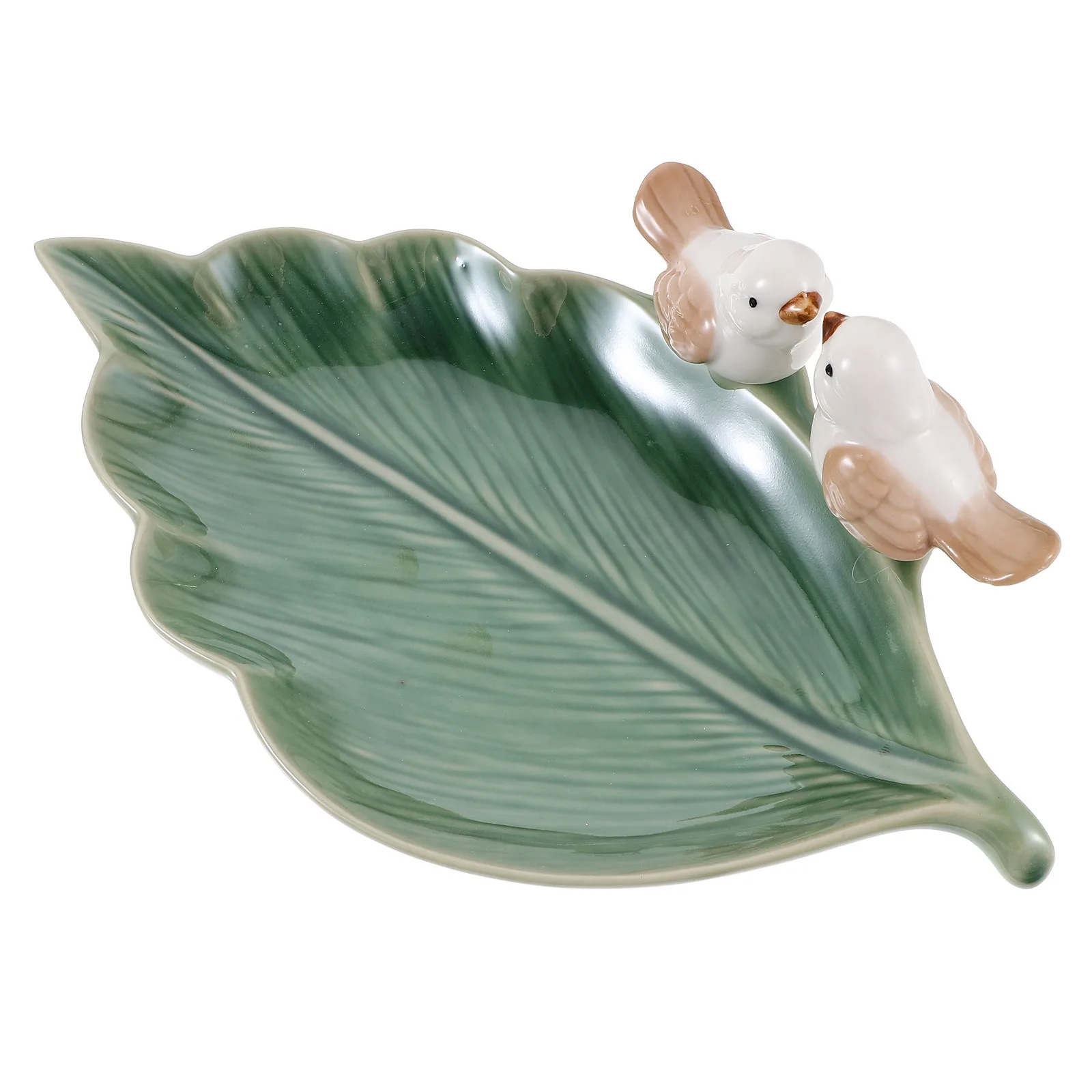 

Bird on Leaf Ceramic Jewelry Holder Tray for Ring Necklace Bracelet Desktop Organizer Dish Ring Dish Leaf Jewelry Organizer