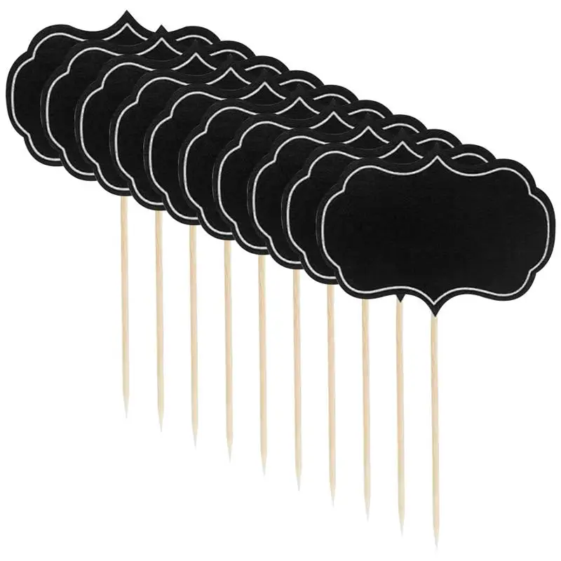 48Pcs Chalkboard Cupcake Picks Writable Sign Picks Markers blackboard sticker label wedding party cheese buffet name price tag