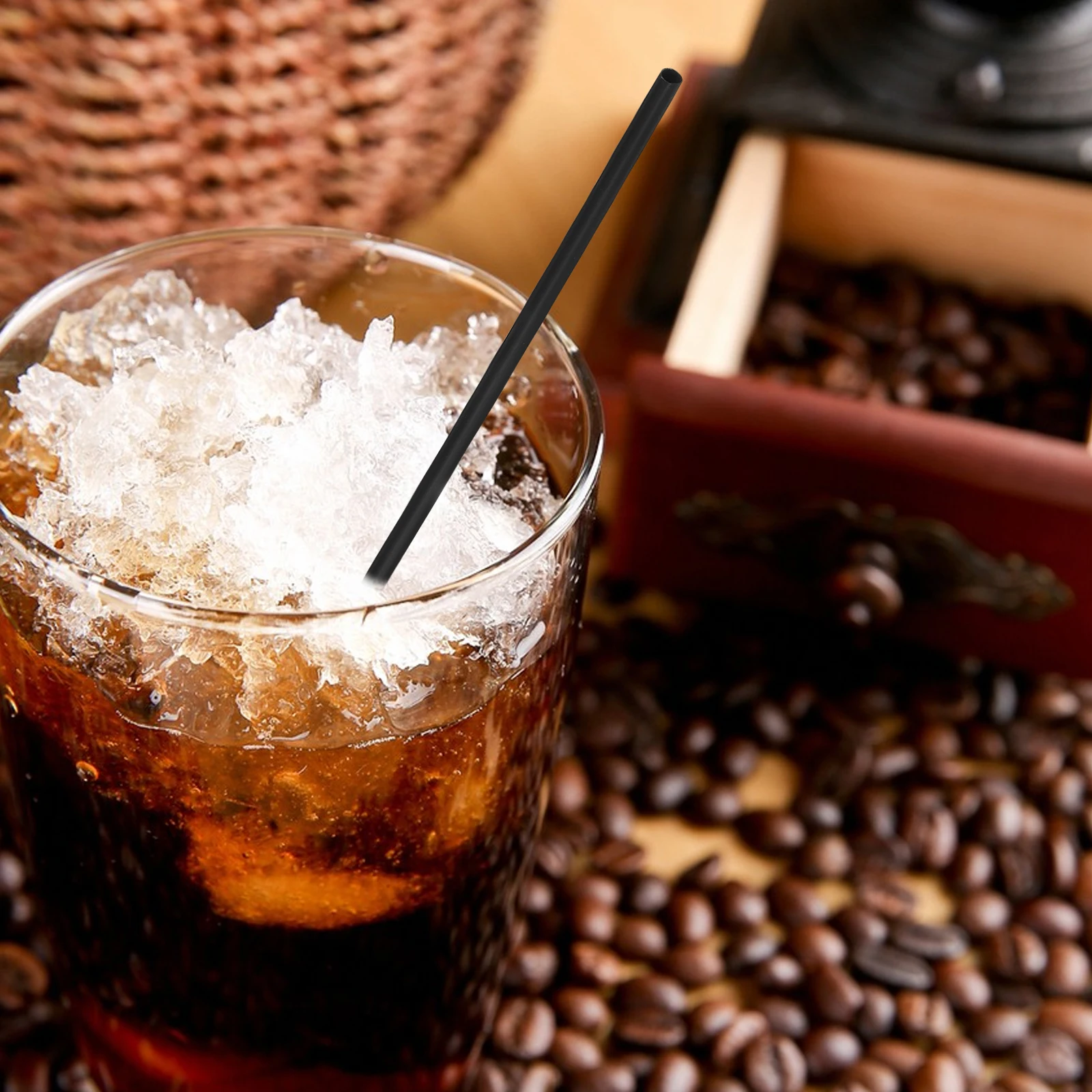 1000 Buah Sedotan Koktail Sedotan Minum Plastik Lurus Hitam Diameter 13Cm 0.3Cm untuk Pengaduk Kopi Bar Kafe Restoran