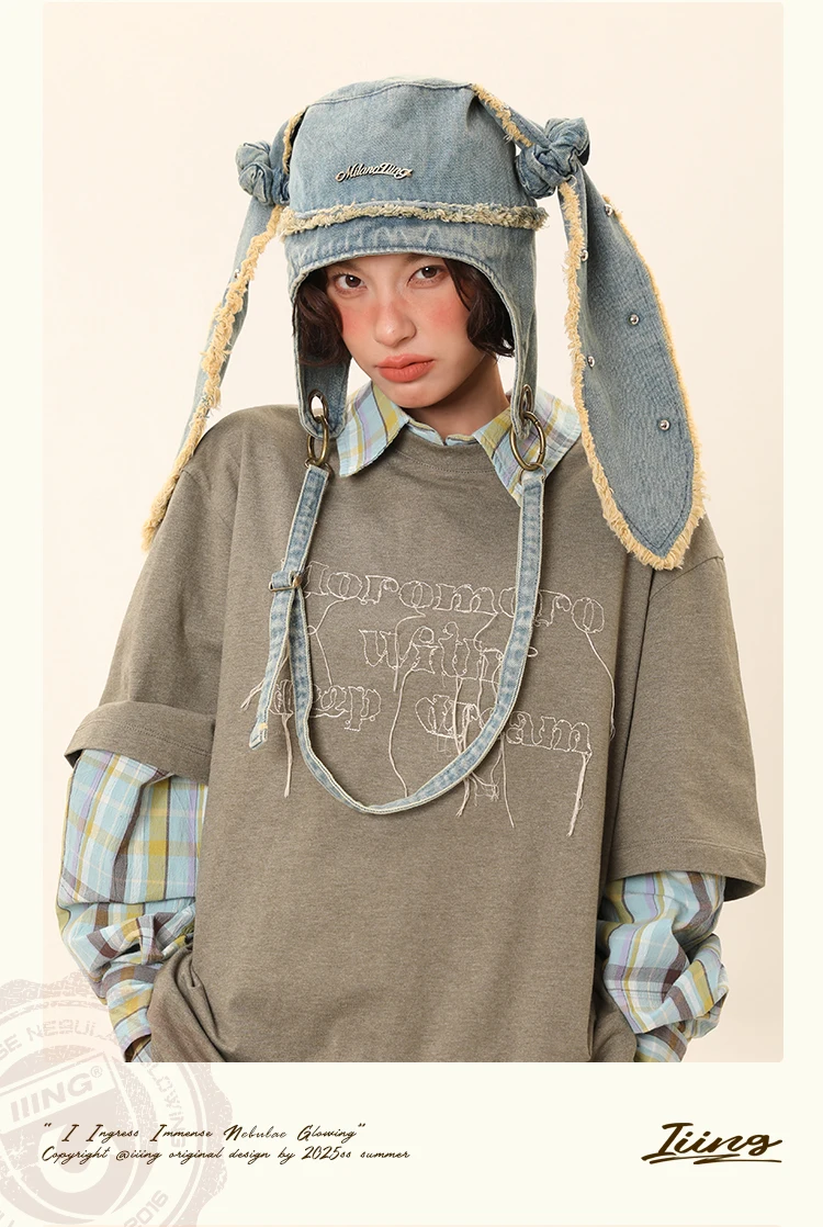 Vintage design long bunny rabbit denim heavy made Beanies hat fashion novelty cute sweet men women denim blue hat Skullies