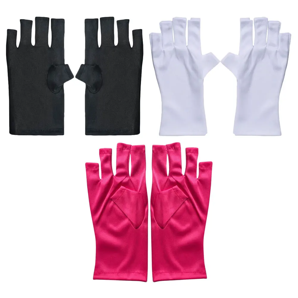 

Girl Gel Nail Gloves UV Protection 3 Pairs Anti UV H Protector for Manicure Polyester Durable Comfortable
