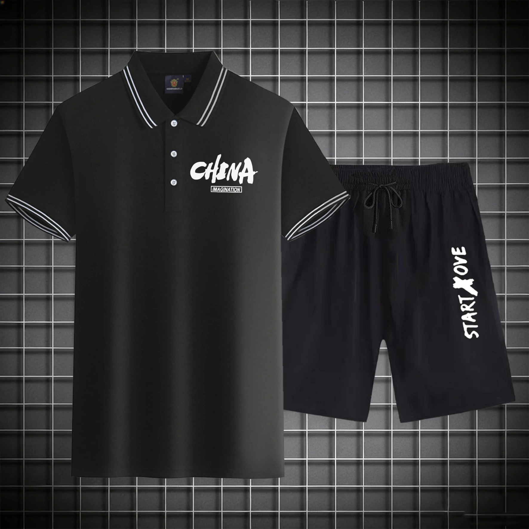 

men's Polos sets 2026 Summer Short sleeve clothing set Polyester sweat suit Graphic men's Tracksuit set Printed Suit for man