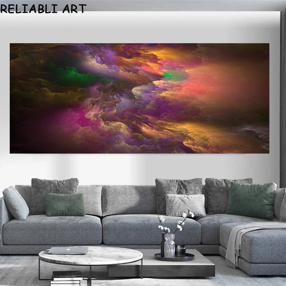 Abstract Colorful Nebula Clouds Landscape Canvas Painting Big Size Poster and Print Wall Art Picture For Living Room Home Decor