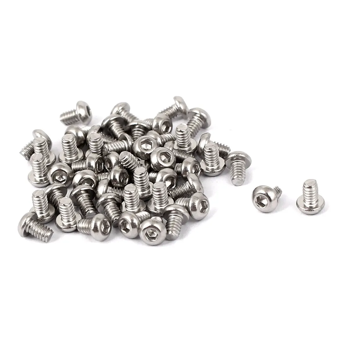 

5/50pcs M2 M2.5 M3 M8 Full Thread Button Head Socket Cap Screw Silver Tone