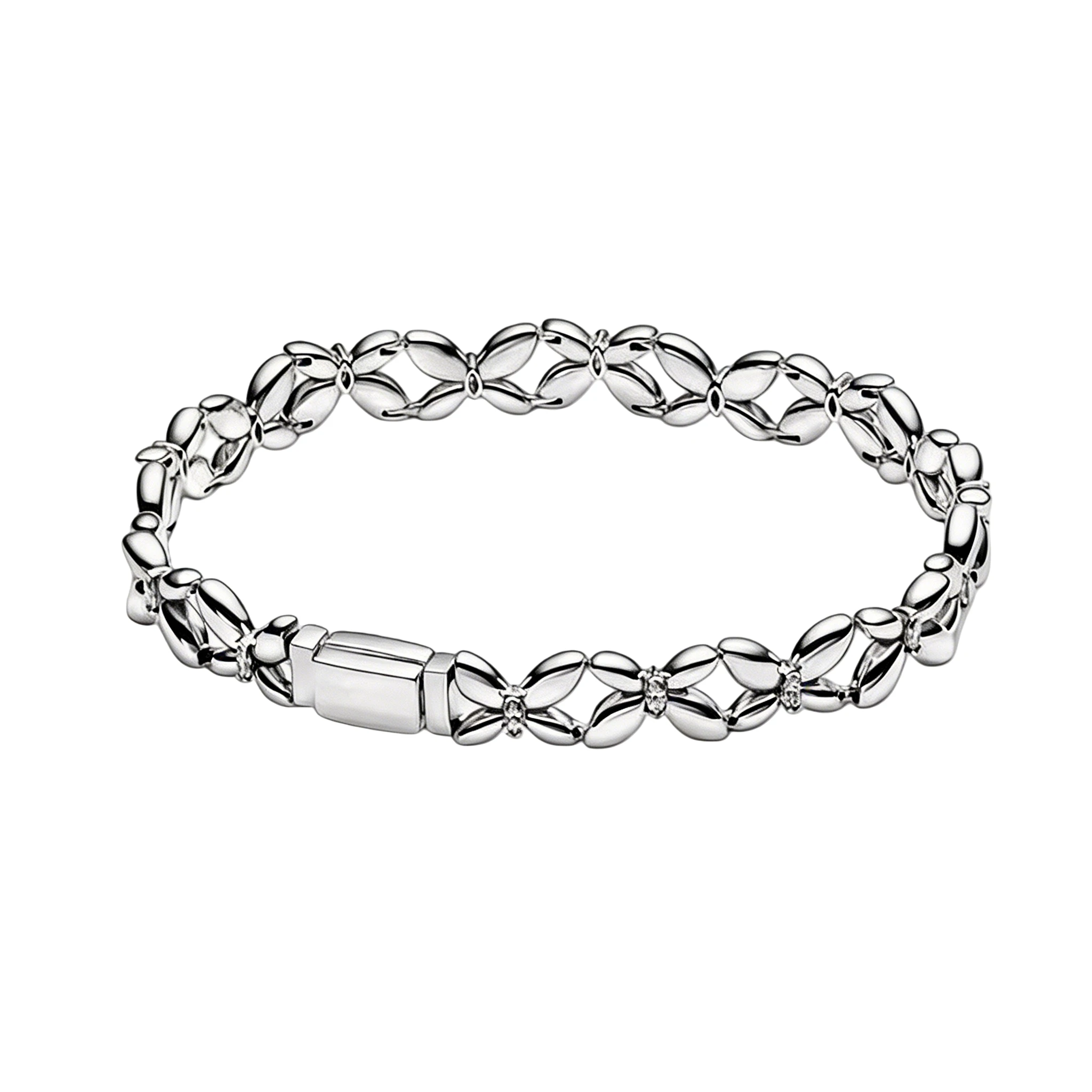 Neue 925 Silber Armband mit Offener Elliptischer Kette und Regenbogen-Geflochtener Schnur, DIY Modeschmuck für Damen