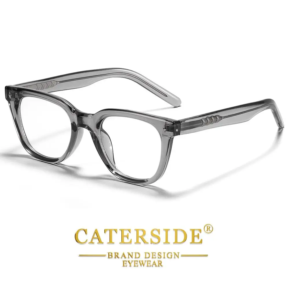 CATERSIDE Modische Anti-Blaulicht-Brille für Damen und Herren, Zellulose-Propionat-Bügelspitzen, Tr-90 Quadratischer Retro-Brillenrahmen – Detail 10