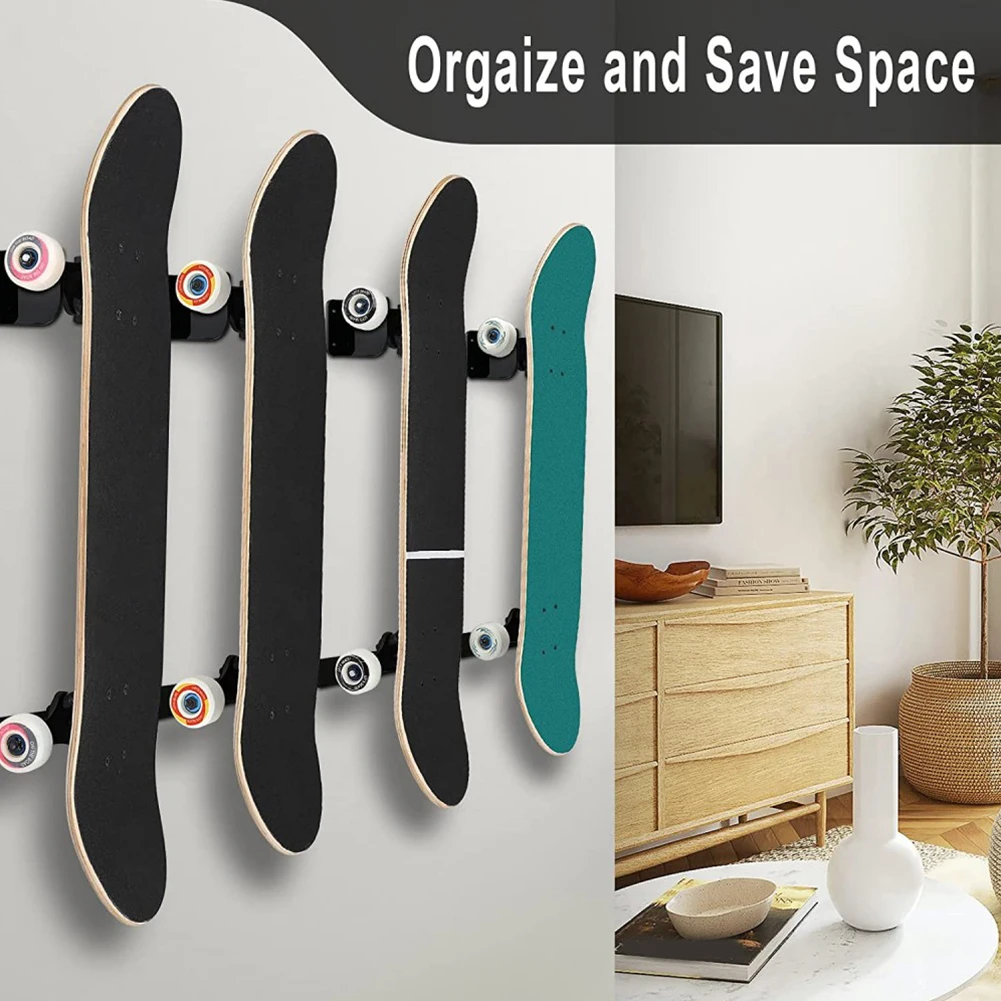 1 Pair Skateboard Wall Mount Hanger Non-slip Skateboard Display Rack Acrylic Indoor Floating Skateboard Storage Holder Rack