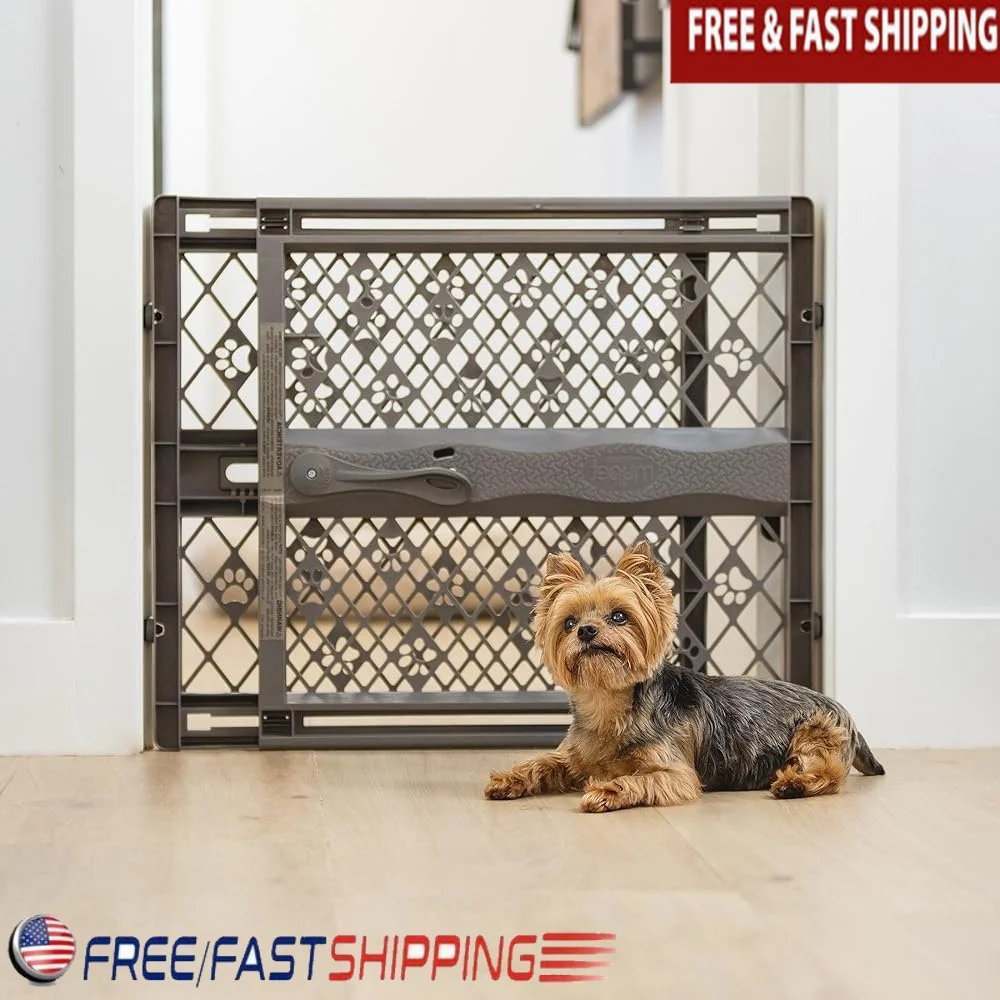 

Portable Dog Gate Pressure Mount No Tools Needed Expandable Safety Barrier 23 Inch Tall Fits 26-40 Inch Doorways USA Made