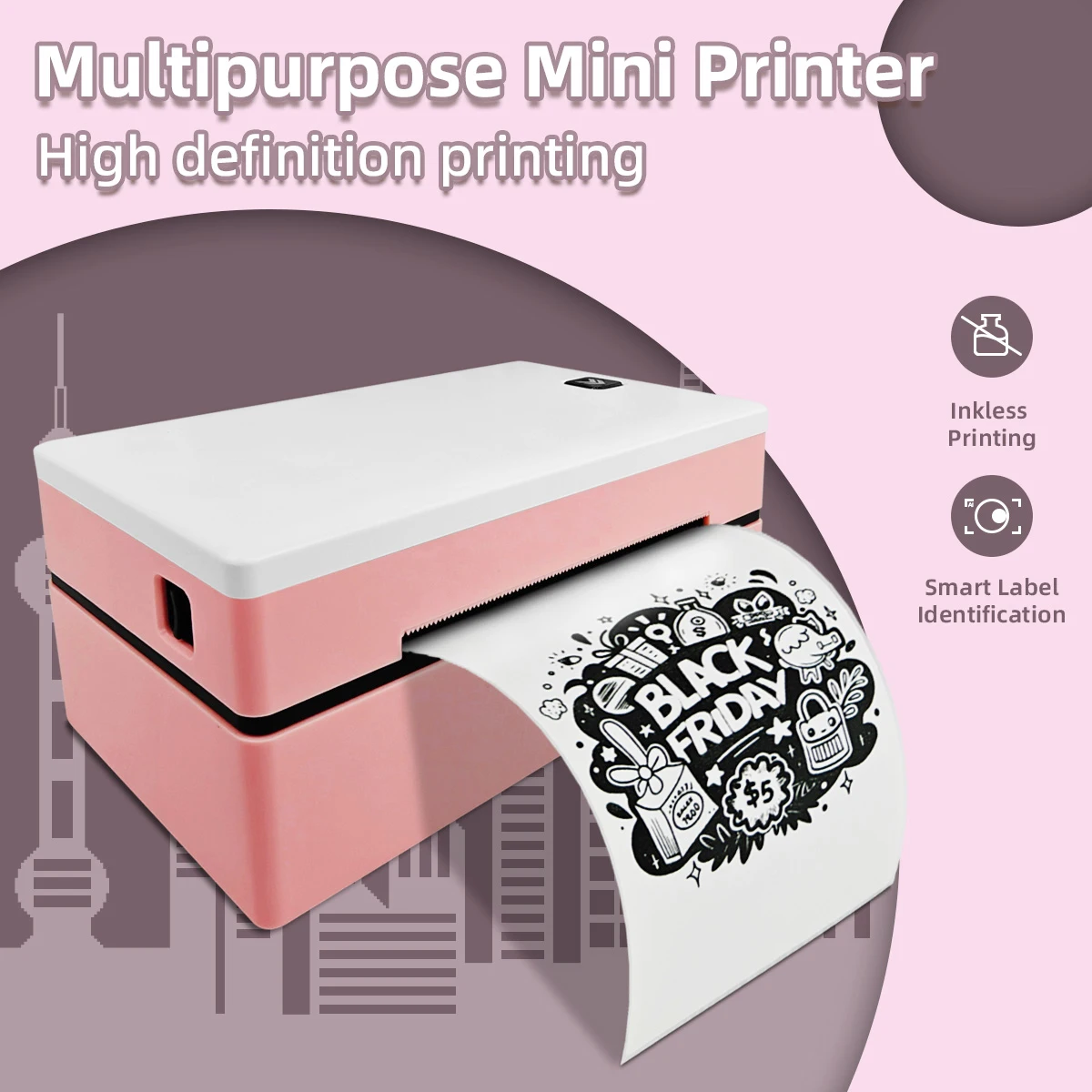 Marklife D100 thermal shipping label printer desktop label printer compatible with Smartphones and computers for Small Business