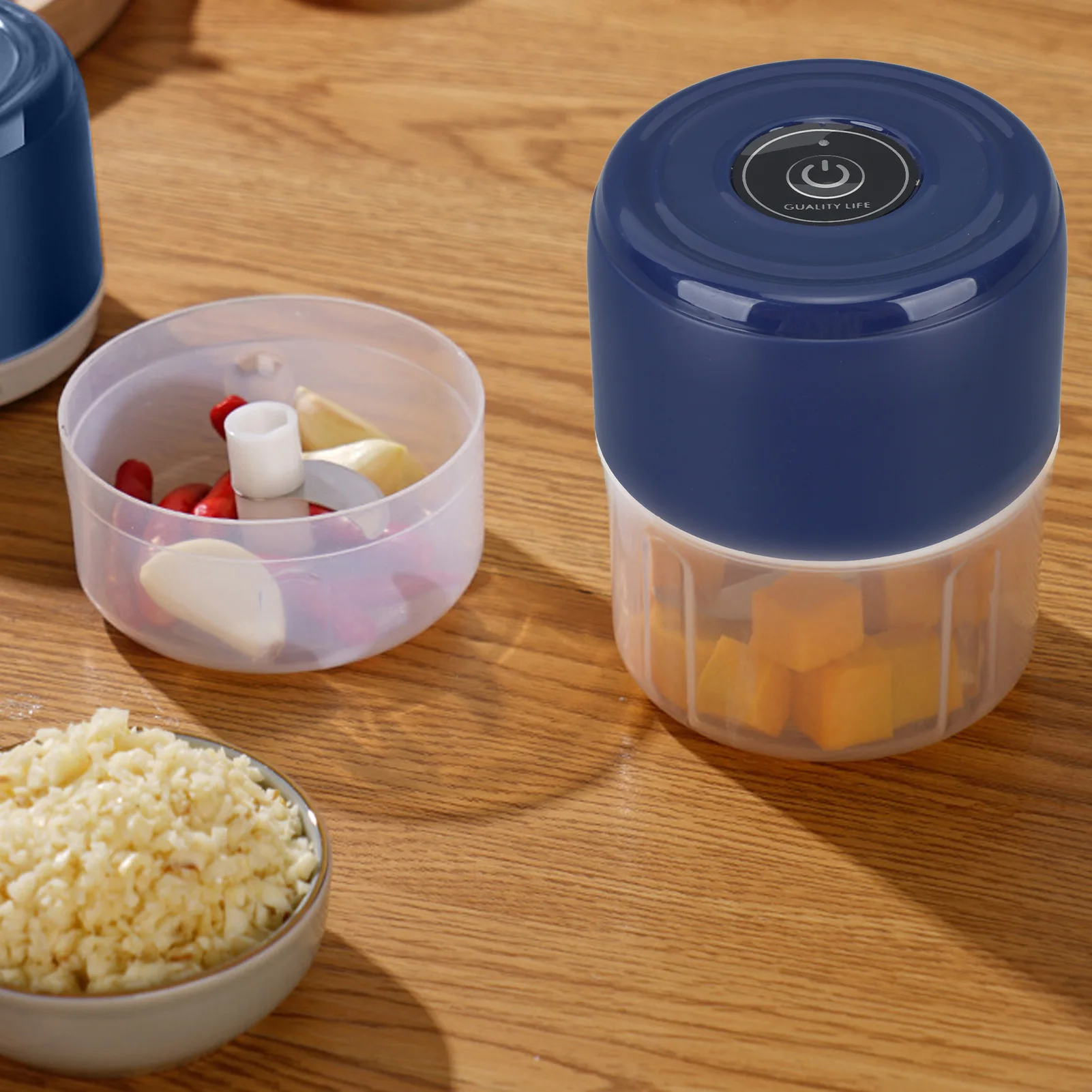 電気ガーリックチョッパーオニオンミンサーポータブルフードプロセッサーUSB充電野菜コショウベビーフード調味料250ミリリットル