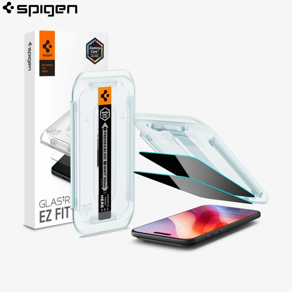 2 Stück Spigen Glas.tR EZ Fit Sensor-Schutzfolie für iPhone 17 Pro Max 16 15 14 Pro Plus Air Gehärtetes Glas Sichtschutz-Displayschutzfolie