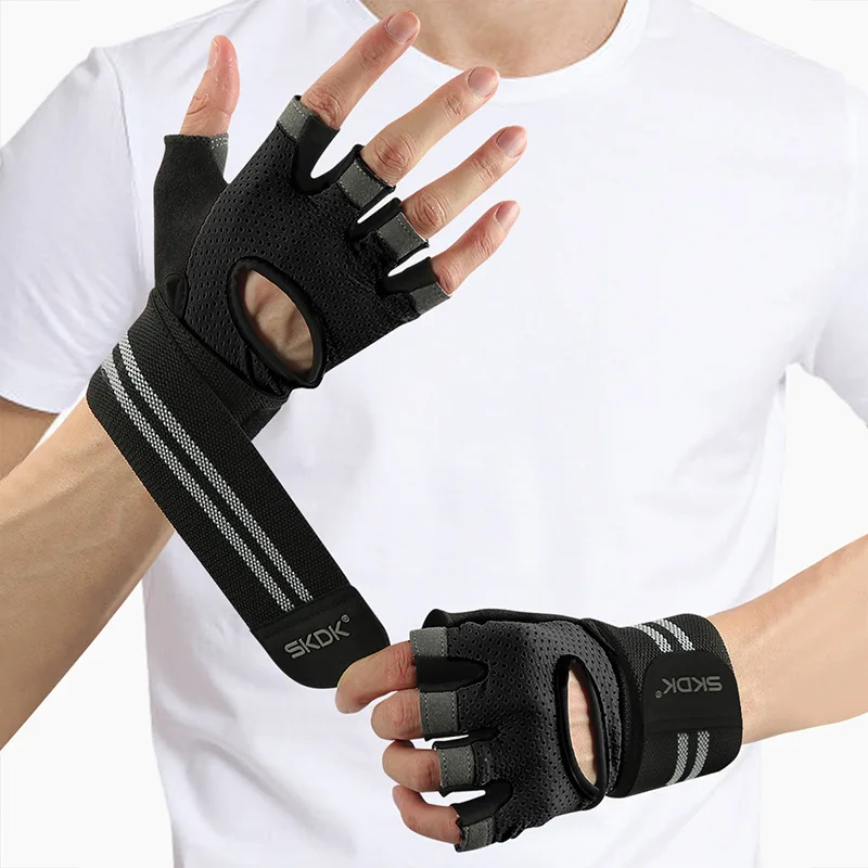 

Men Women Breathable Fitness Gloves Silicone Palm Hollow Back Gym Gloves Weightlifting Workout Dumbbell Crossfit Gloves