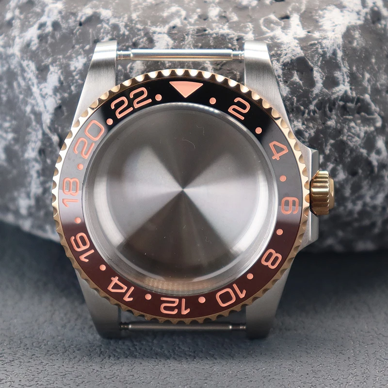 

20ATM Dive 40mm GMT Ceramic Bezel Insert Watch Case For Seiko NH34 NH35 NH36 NH38 4R36 ETA 2824 Miyota 8215 Movement 120 clicks