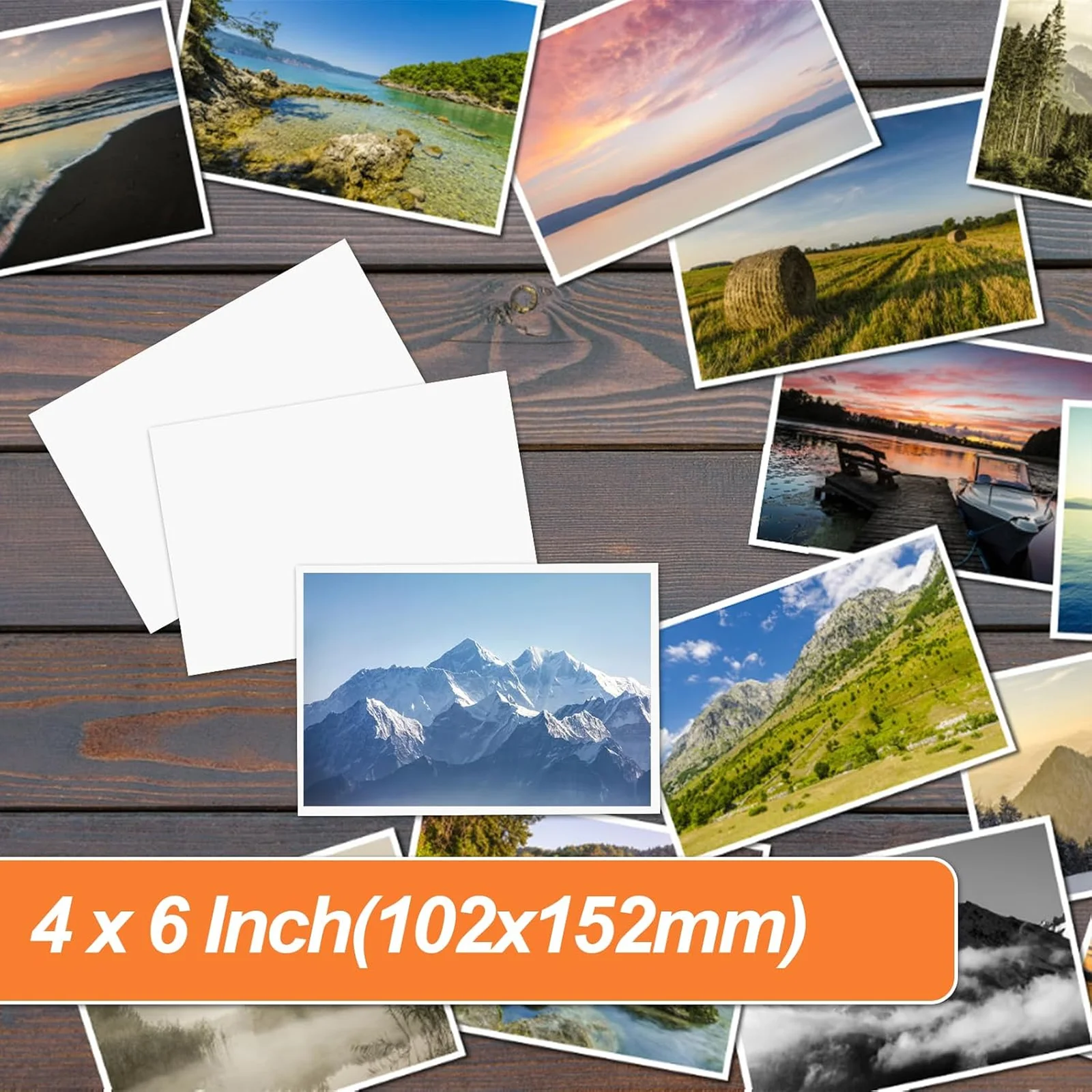 HUSPER 100 Sheets Glossy Photo Paper 4x6 Inch 180/200/230Gsm Single-Sided Inkjet Compatible with Grey Back for Home Office Use