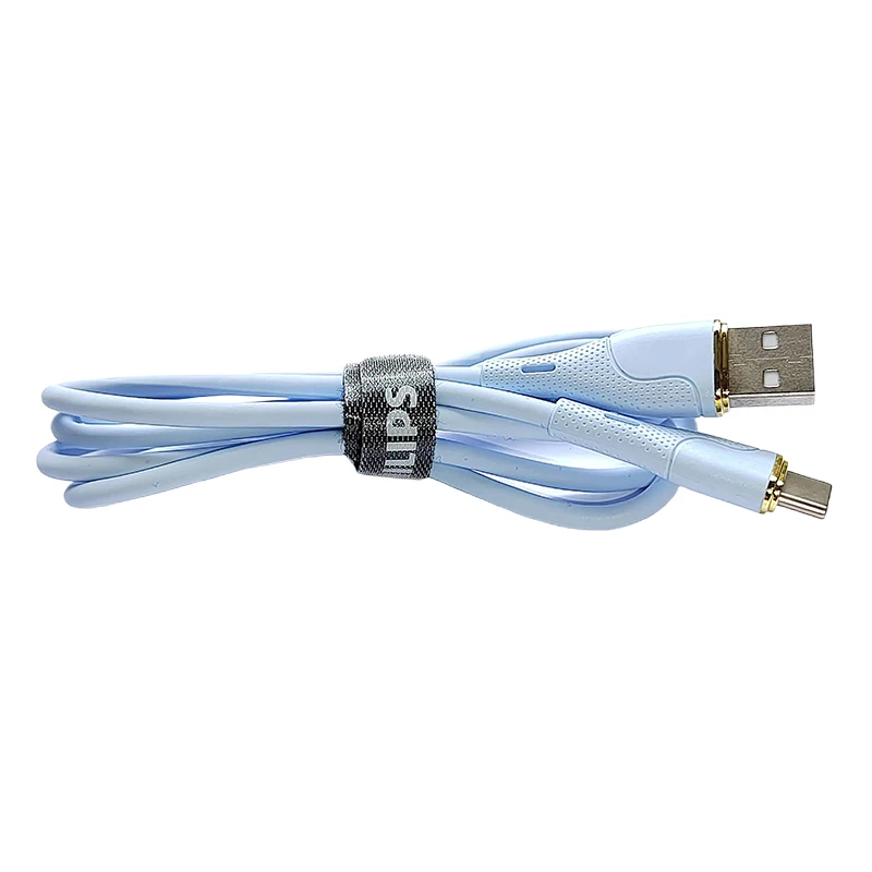 silicone material USB AM to USB CM Data transmission and  charging cable with metal decorative cover