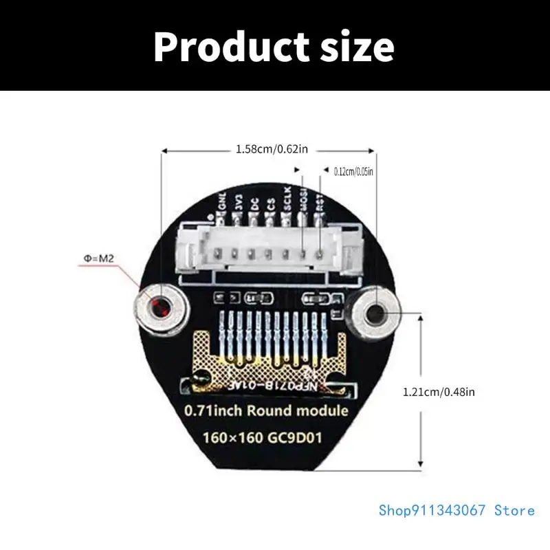 0,71 Zoll runder LCD-Bildschirm mit hoher Auflösung, 160 x 160 Pixel, für tragbare Geräte. Drop Shipping