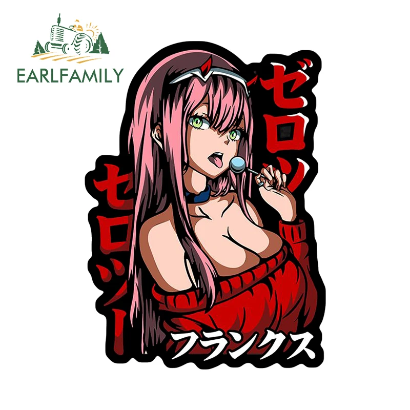 

EARLFAMILY 13cm × 9.5m Colorful Zero Two Car Stickers Amazing Anime Girl Graphics Decals Scratch Proof Car Body Decoration
