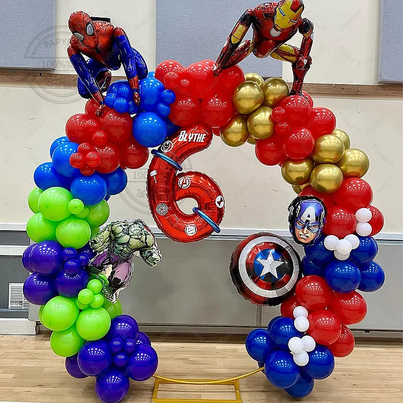 165pcs Large Set Iron Man Spider Man Theme Balloon Arch Boy 1-9st Birthday Party Baby Shower Gender Reveal Decor Supplies