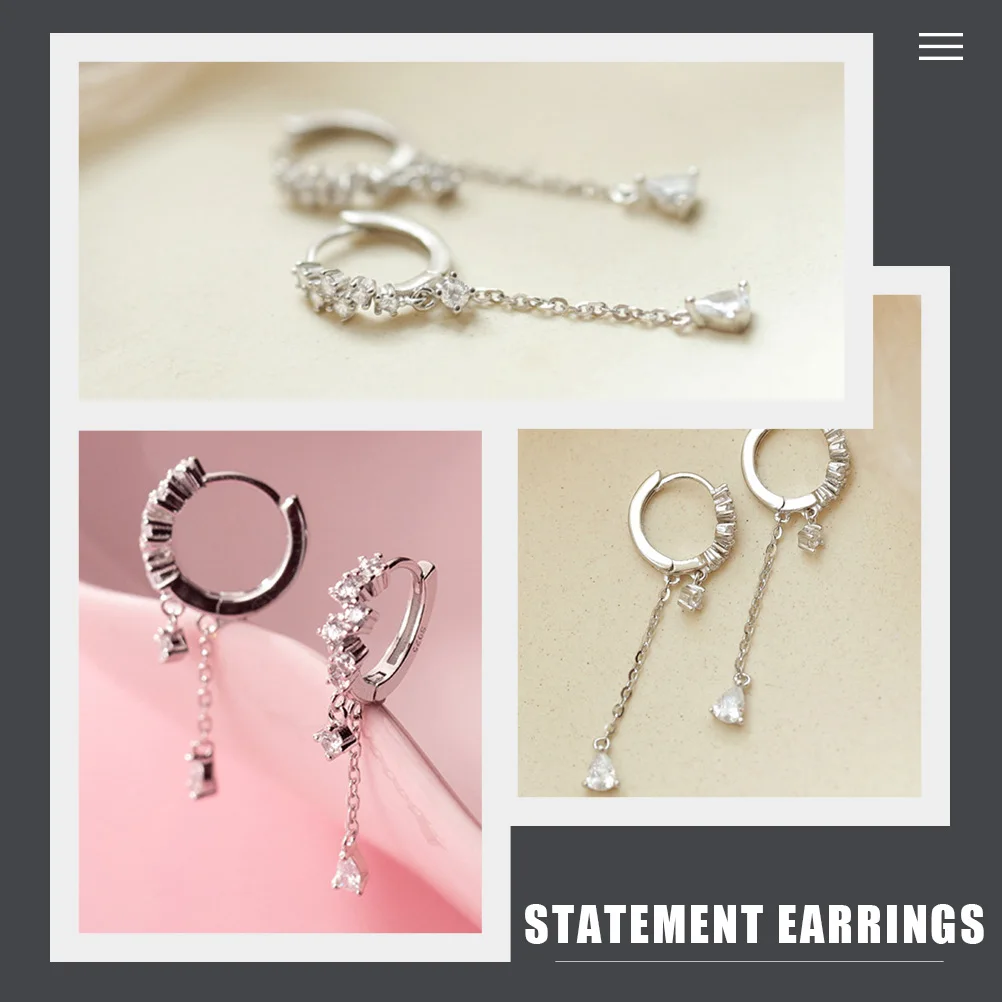   Orecchini eleganti con orecchio a goccia flash per donna pendenti a spirale scintillante con zirconi a catena