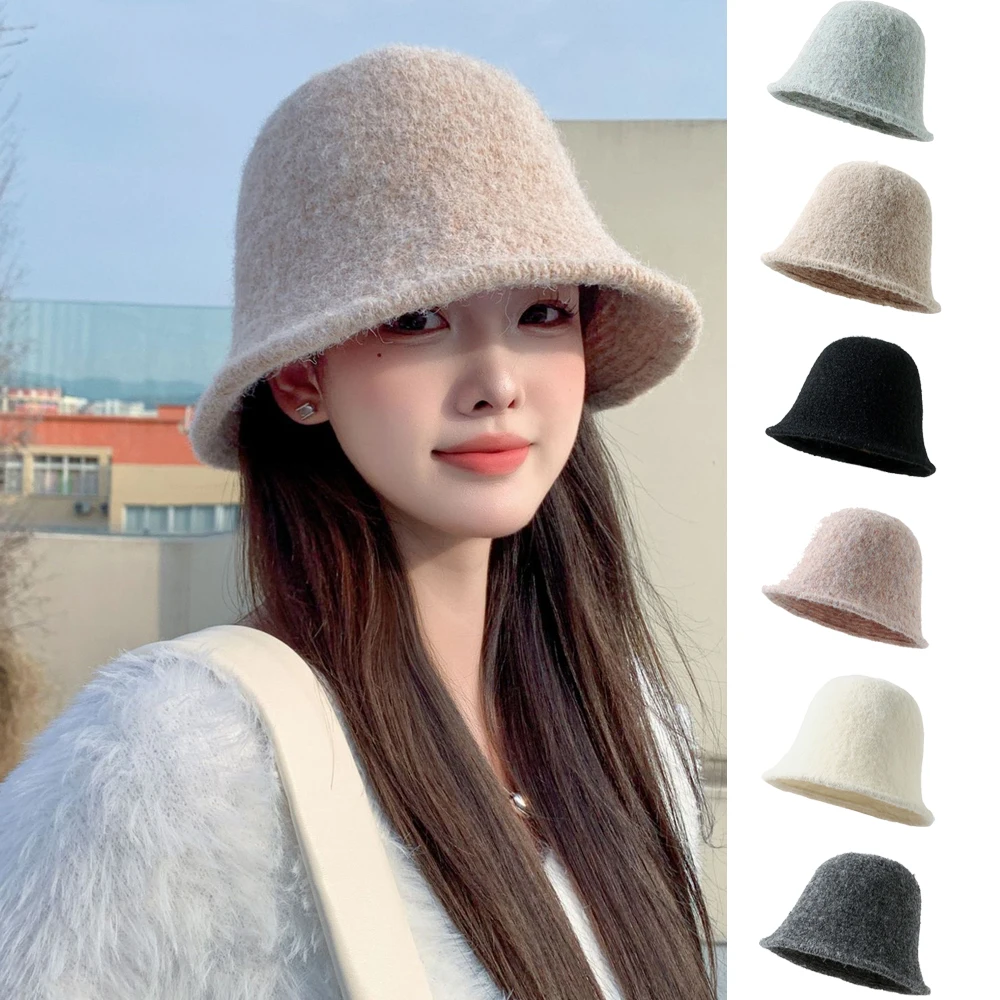 Japanese Style Fisherman Hat For Women Autumn And Winter Bucket Hat For Winter Warmth Felt Hat Versatile Basin Hat Accessories