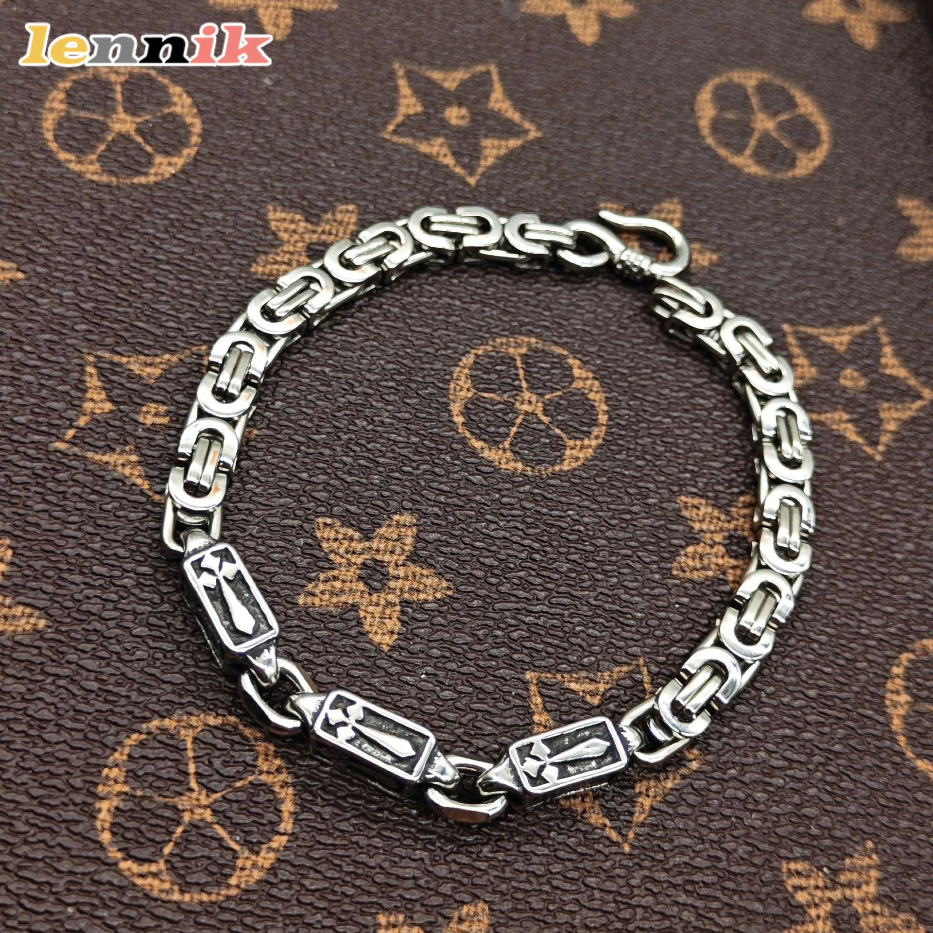 LENNIK Edelstahlarmband für Herren, farbecht, minimalistisch und Retro, Hip-Hop-Vibe, vielseitiges trendiges Accessoire, stilvoller Schmuck