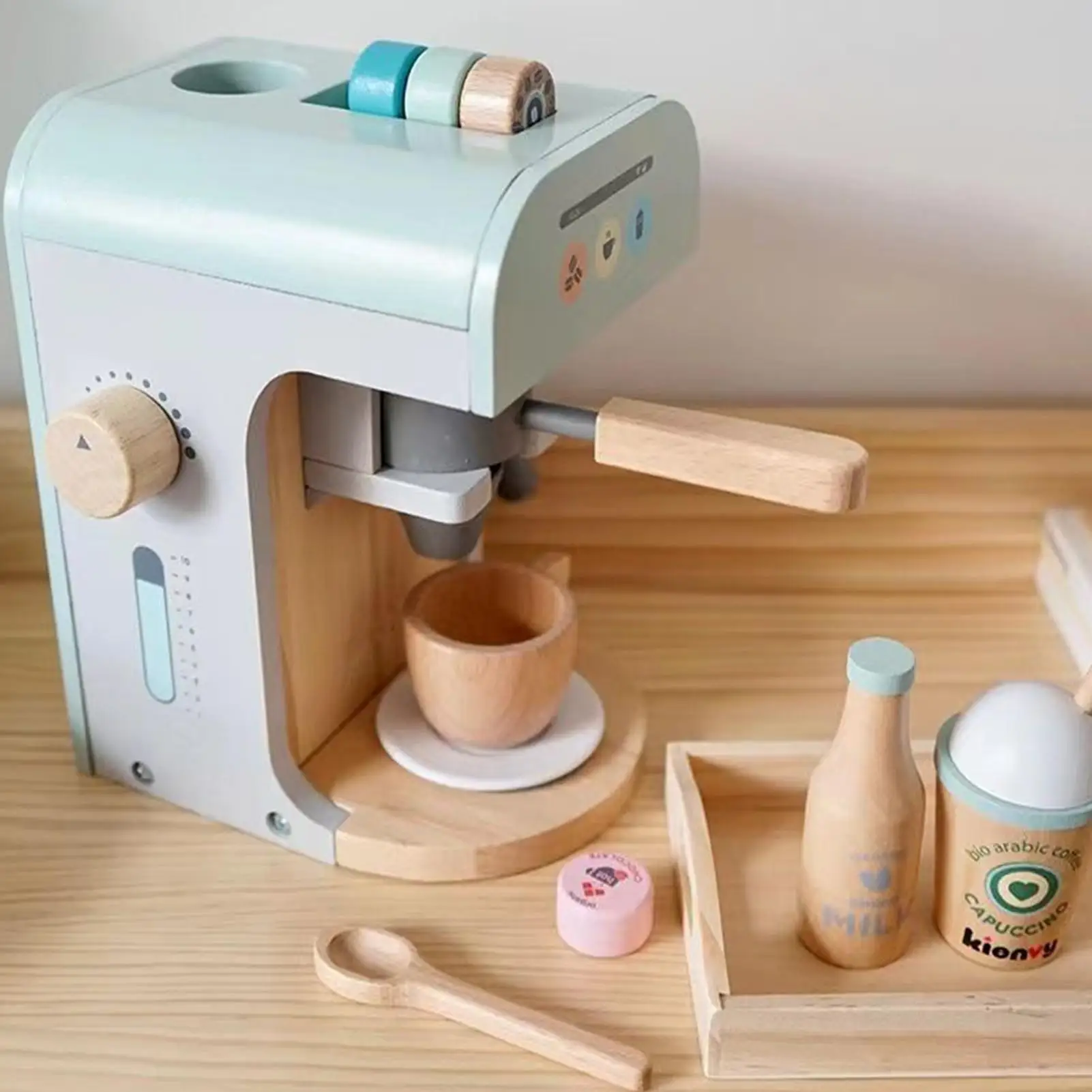 Pretend Coffee Maker For Kids Wooden Coffee Maker Kitchen Play Toys Educational Toys Imaginative For Toddler Kids Girls Boys