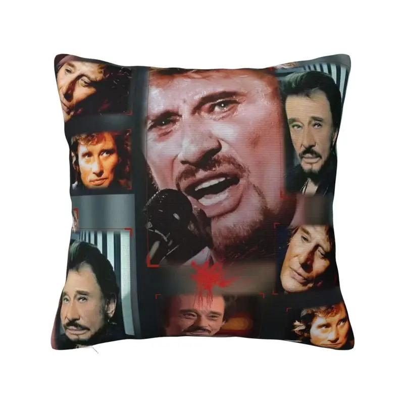 French Singer Rock Music Johnny Hallyday Cushion Cover 35x35cm Polyester Velvet Throw Pillow Case For Sofa Decoration Pillowslip