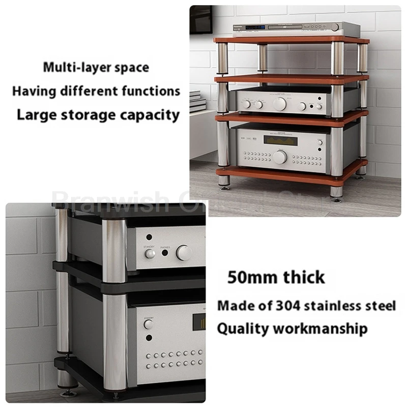 Marco de gabinete de altavoz SUS 304, estante de Audio de 2-4 niveles, soporte amplificador antivibración, tablero E1 para amplificadores, caja de sonido, lugar de estante