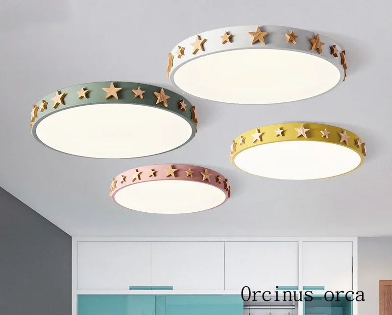 Cartoon creative color log LED ceiling lamp living children's room lamp modern simple star ceiling lamp free shipping