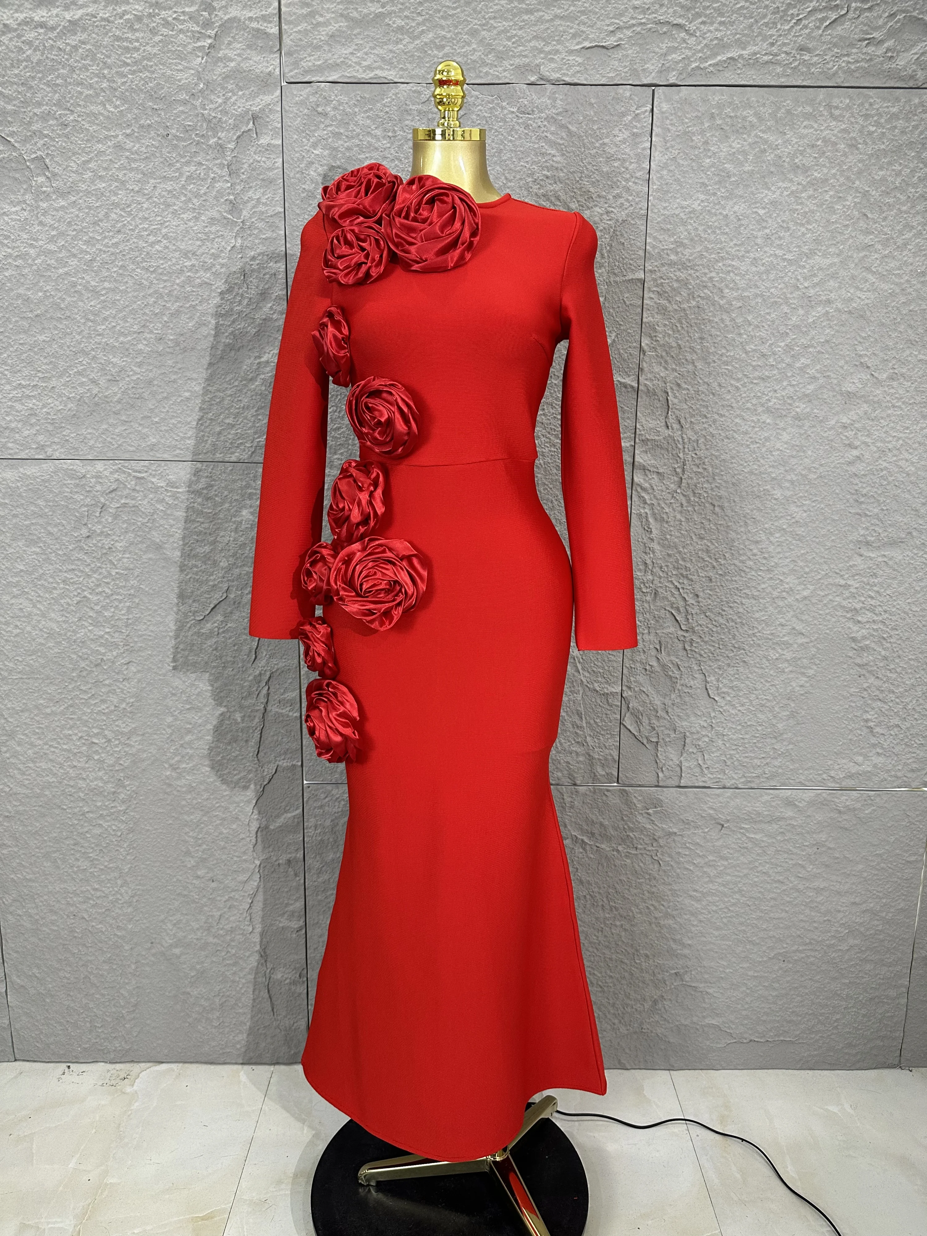 Nowa Elegancka Sukienka Vintage Słodka Seksowna z Motywem Róż Dopasowana Długa Sukienka Stylowa Sukienka na Bal Wieczorowa Sukienka na Przyjęcie Sukienka na Imprezę