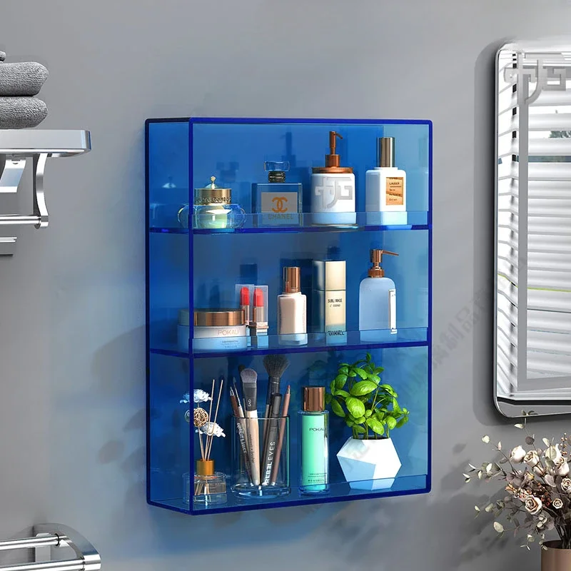 

2-3 Layer Acrylic Storage Holder Simple Light Luxury Wall Mounted Rack for Cosmetics and Perfume Efficient Bathroom Organizer