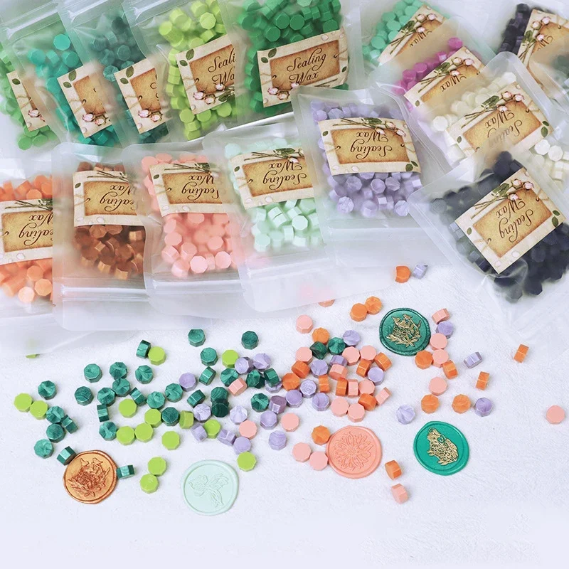 レトロなワックスビーズ,100個,シールスタンプ,招待カード,封筒,事務用品