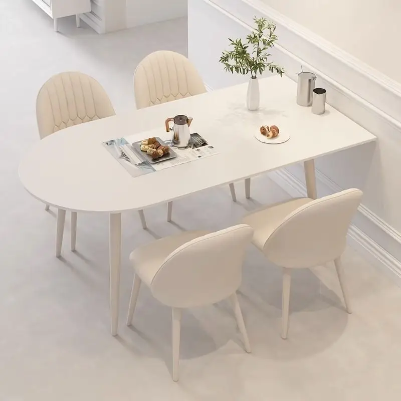 

Slate dining table Small apartment Home dining table and chair combination Light luxury Modern simple cream style Eating table O
