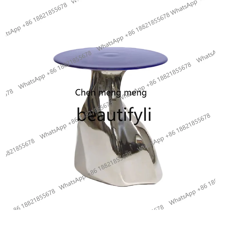 X Modern fiberglass special-shaped electroplated marble sofa edge, living room corner