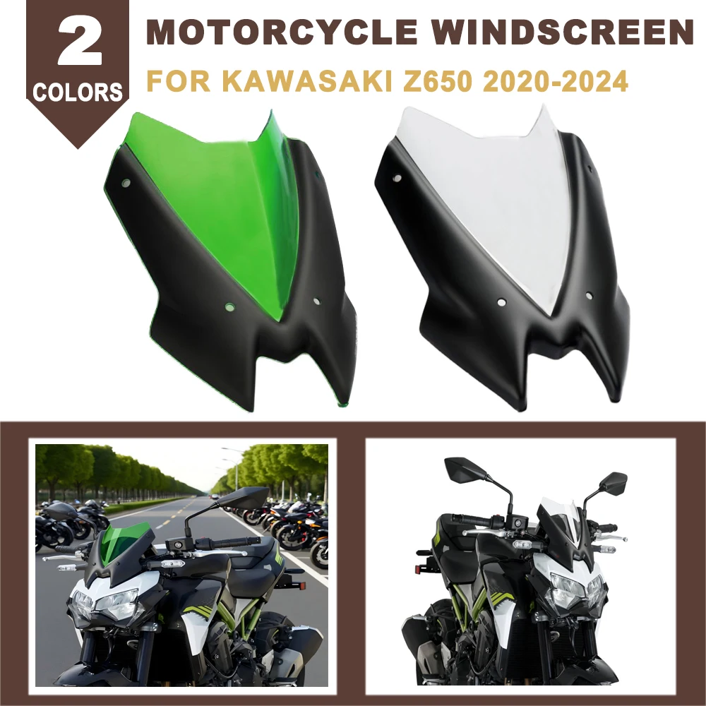 

Motorcycle Windshield Windscreen For Kawasaki Z650 Z 650 2020-2024 Front Sport Wind Deflector Visor Viser Protector Accessories